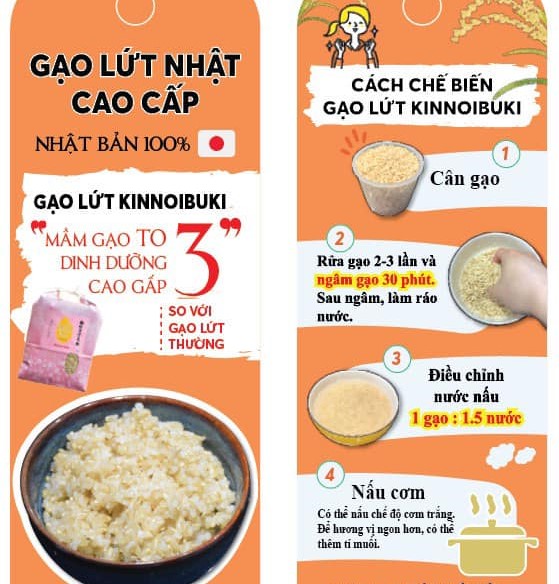 Gạo Nhật Miyagi Kinnoibuki (Dạng gạo lứt)