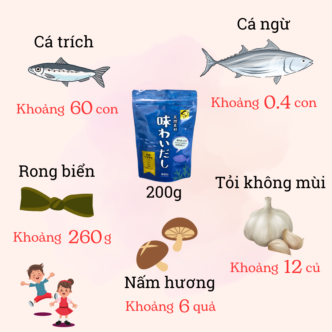 Bột Dashi Ajiwai Nhật Bản 200g